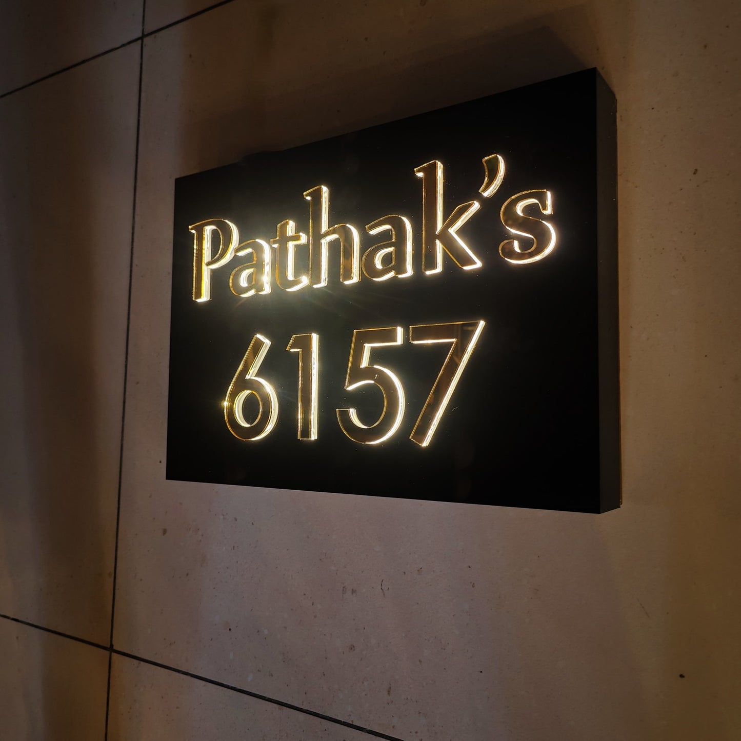 The G'Old Black LED Lighted House Nameplate