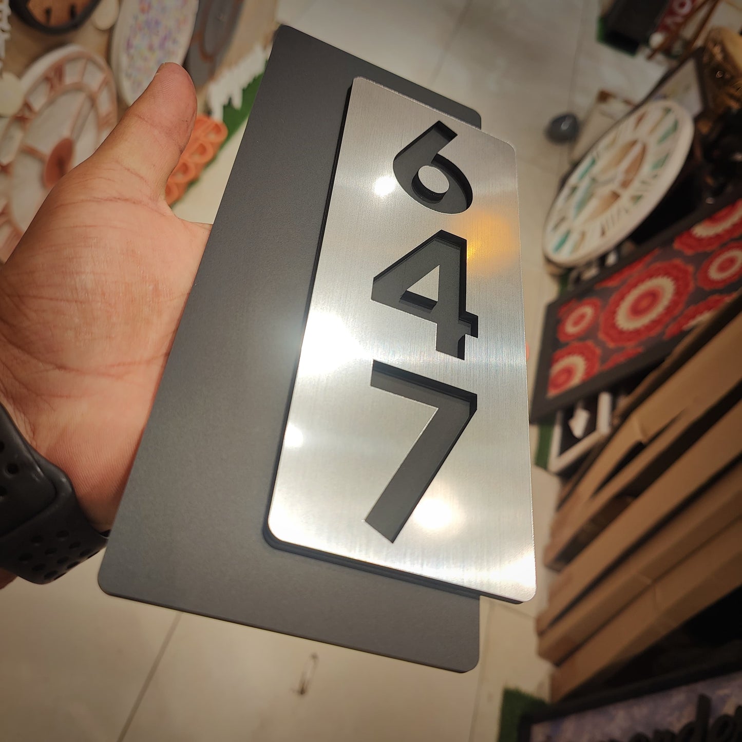 Vertical Metallic Number Plate