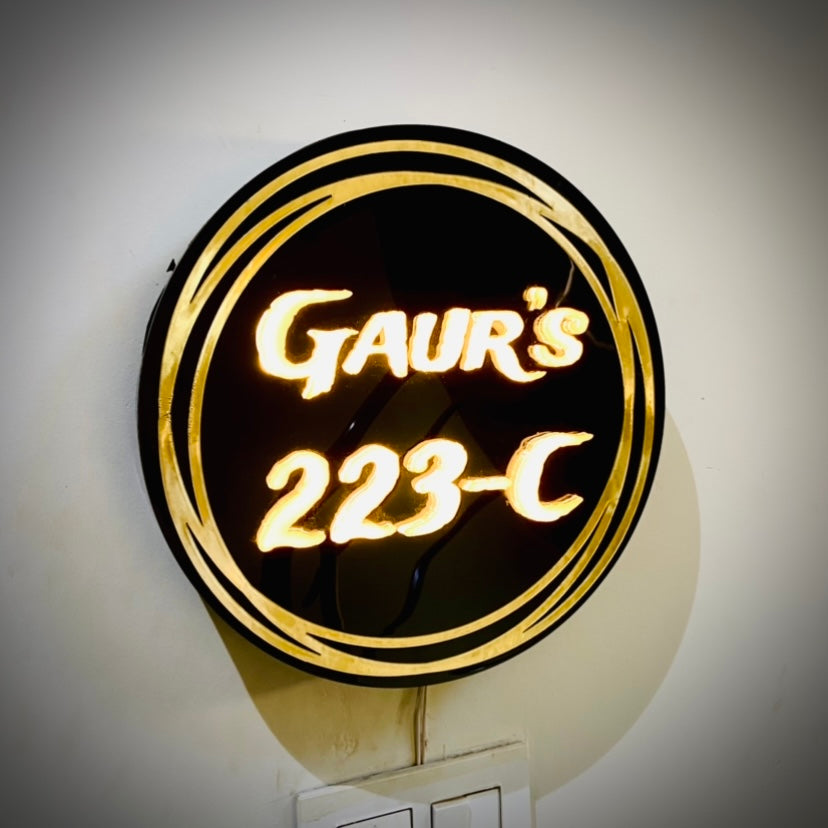 Golden Rings Lighted Nameplate