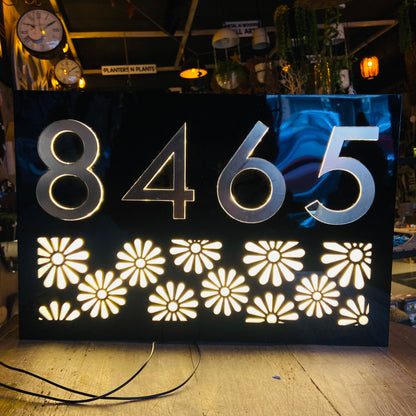 Number Above The Flower Illuminated Nameplate