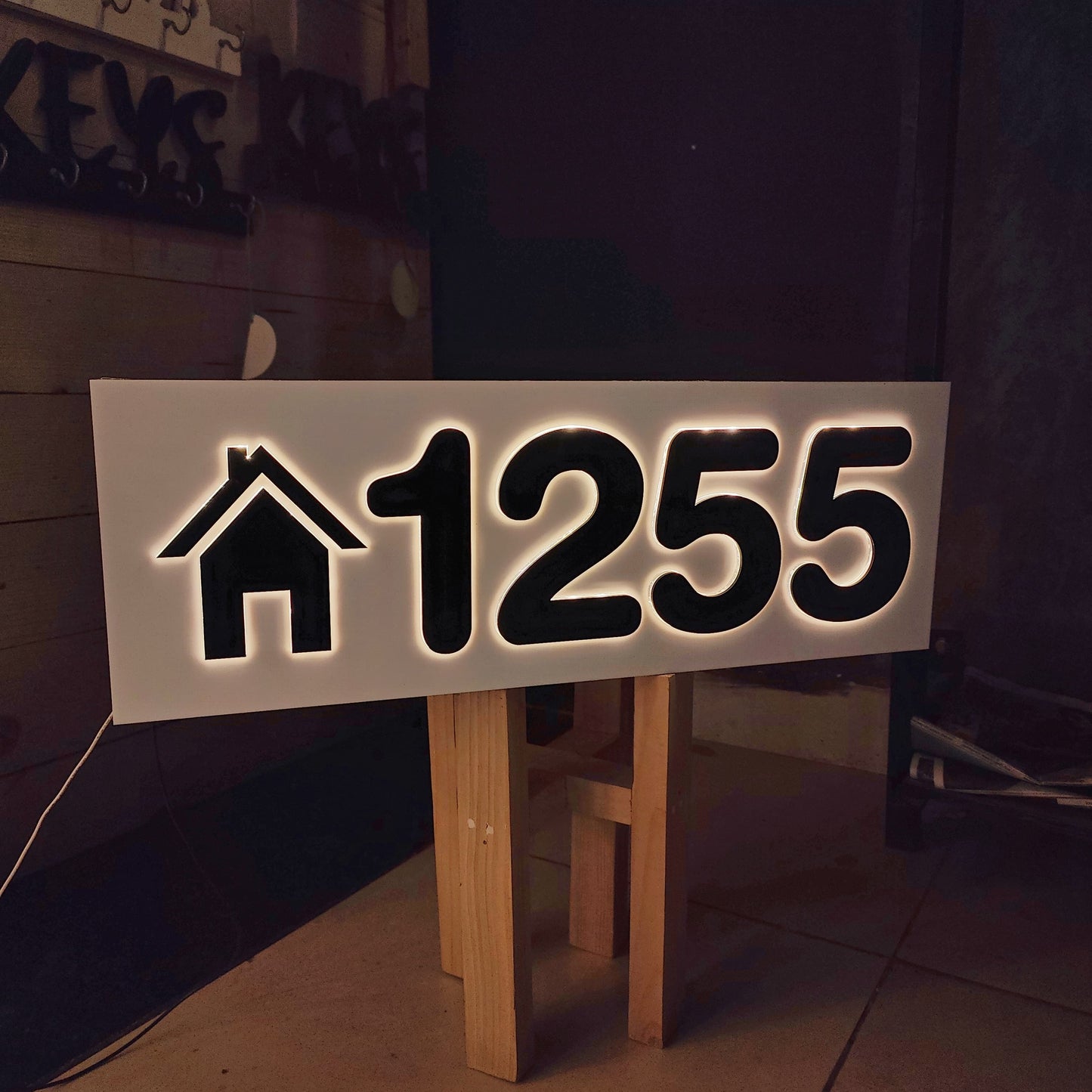 Basic White LED House Number Plate