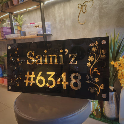 The Gold Floral Border Nameplate