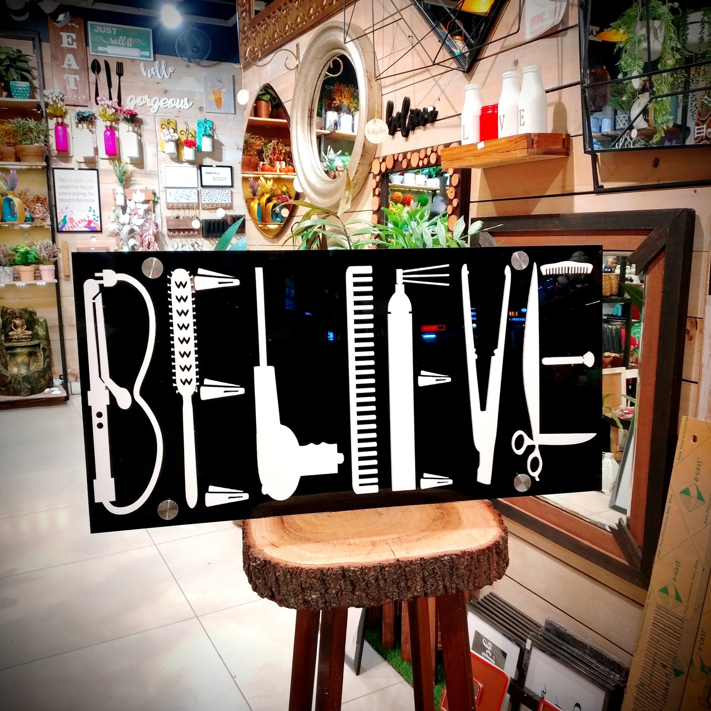 BELIEVE signage for Salon & Makeup Studio