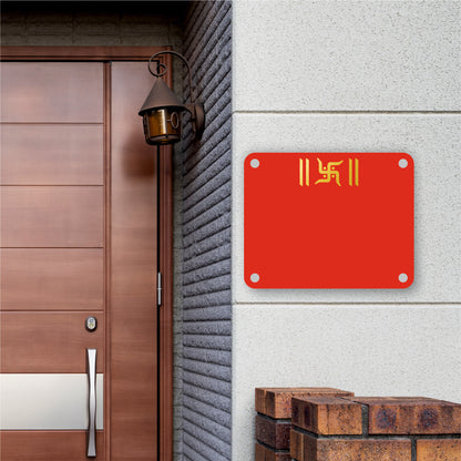 Red Acrylic Swastik Nameplate