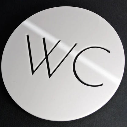 Round White Restroom Sign