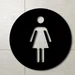 Round Glossy Black Restroom Sign